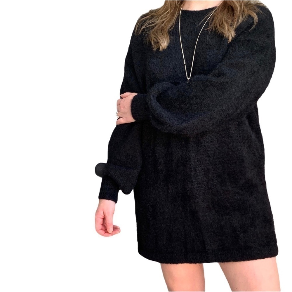 Wild Honey • Bubble Sleeve Black Sweater Dress